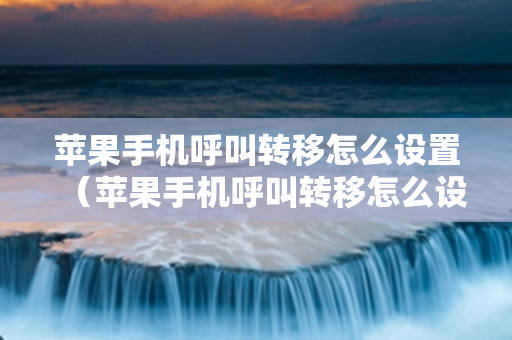 苹果手机呼叫转移怎么设置（苹果手机呼叫转移怎么设置和取消）