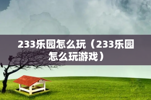 233乐园怎么玩（233乐园怎么玩游戏）