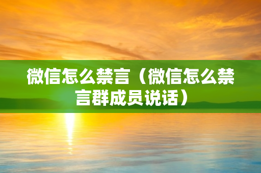 微信怎么禁言（微信怎么禁言群成员说话）