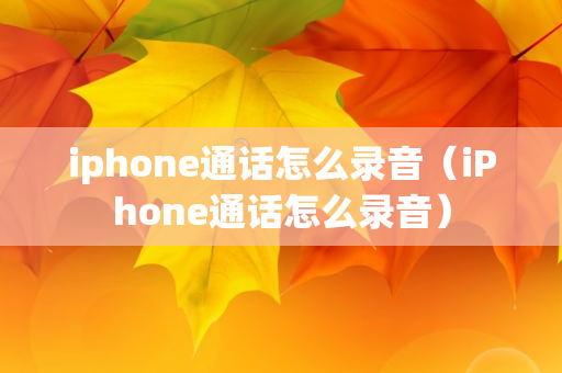 iphone通话怎么录音（iPhone通话怎么录音）