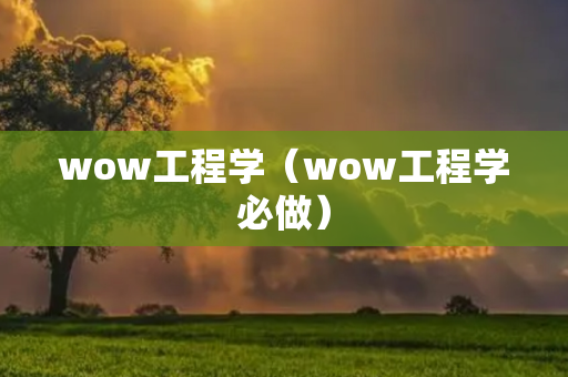 wow工程学（wow工程学必做）