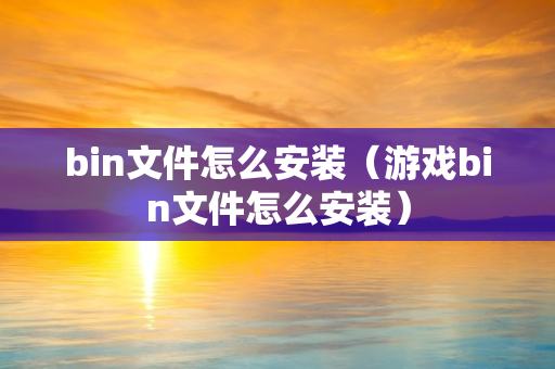 bin文件怎么安装（游戏bin文件怎么安装）