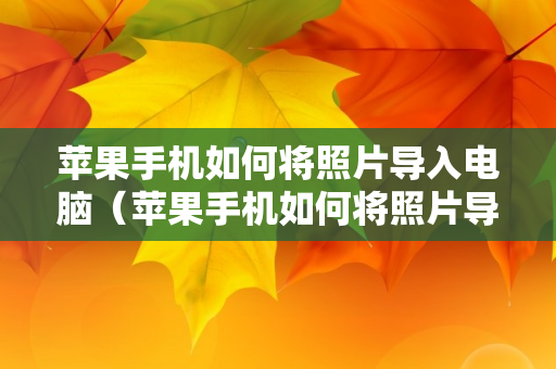 苹果手机如何将照片导入电脑（苹果手机如何将照片导入电脑里）