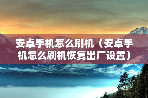 安卓手机怎么刷机（安卓手机怎么刷机恢复出厂设置）