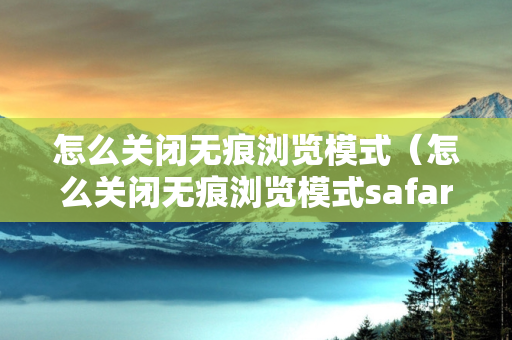 怎么关闭无痕浏览模式（怎么关闭无痕浏览模式safari）