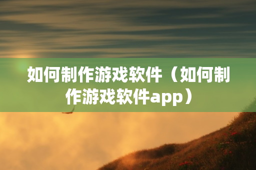 如何制作游戏软件（如何制作游戏软件app）