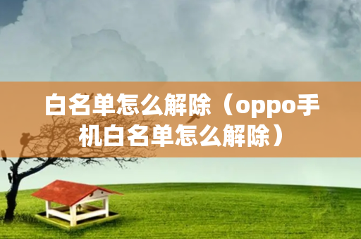 白名单怎么解除（oppo手机白名单怎么解除）