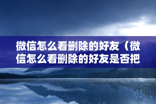 微信怎么看删除的好友（微信怎么看删除的好友是否把你拉黑）