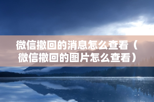 微信撤回的消息怎么查看（微信撤回的图片怎么查看）