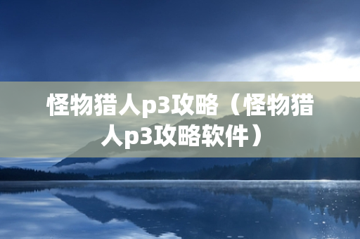 怪物猎人p3攻略（怪物猎人p3攻略软件）