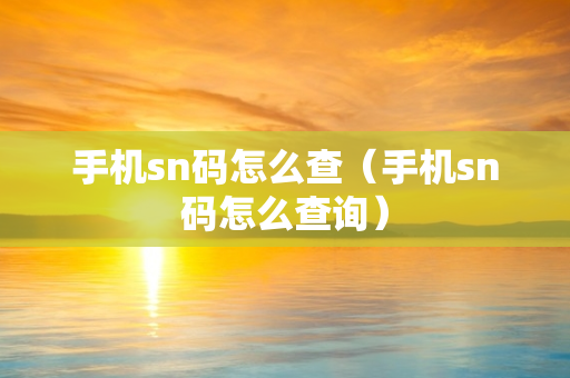 手机sn码怎么查（手机sn码怎么查询）