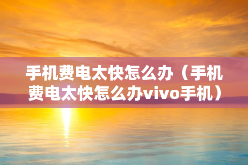 手机费电太快怎么办（手机费电太快怎么办vivo手机）