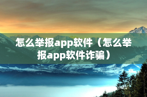 怎么举报app软件（怎么举报app软件诈骗）