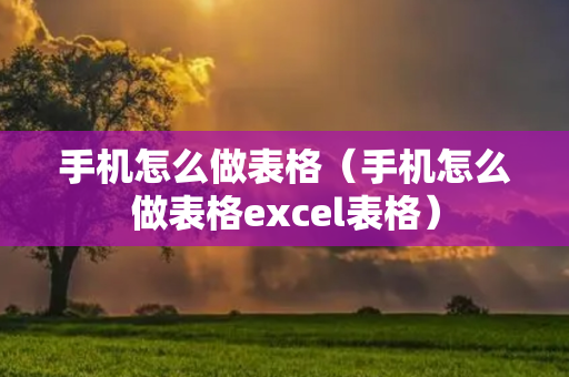 手机怎么做表格（手机怎么做表格excel表格）