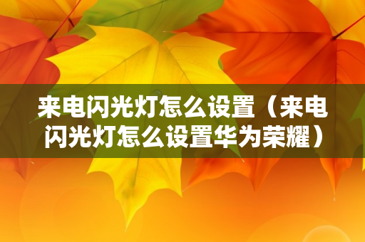 来电闪光灯怎么设置（来电闪光灯怎么设置华为荣耀）