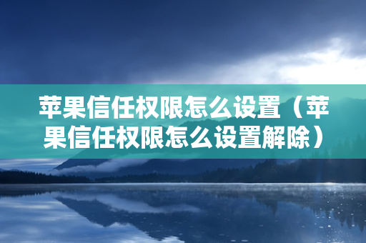 苹果信任权限怎么设置（苹果信任权限怎么设置解除）