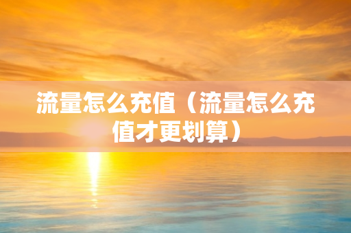 流量怎么充值（流量怎么充值才更划算）