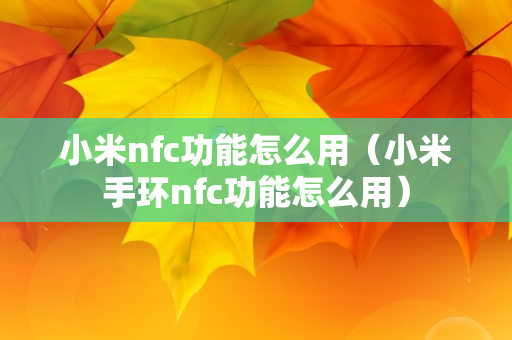 小米nfc功能怎么用（小米手环nfc功能怎么用）