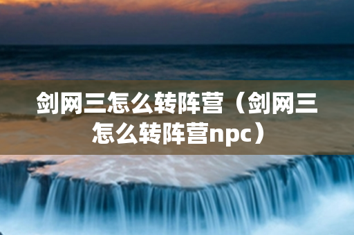 剑网三怎么转阵营（剑网三怎么转阵营npc）