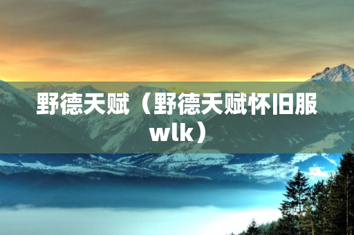 野德天赋（野德天赋怀旧服wlk）