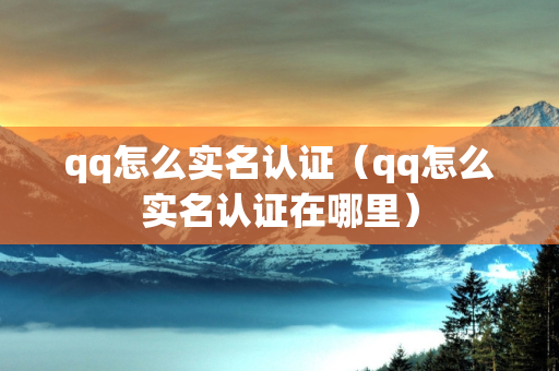 qq怎么实名认证（qq怎么实名认证在哪里）