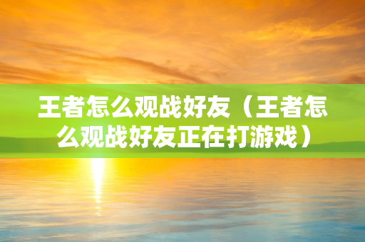 王者怎么观战好友（王者怎么观战好友正在打游戏）