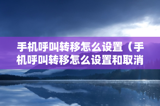 手机呼叫转移怎么设置（手机呼叫转移怎么设置和取消）