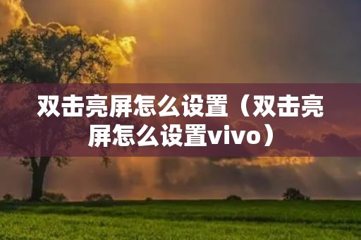 双击亮屏怎么设置（双击亮屏怎么设置vivo）