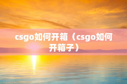 csgo如何开箱（csgo如何开箱子）