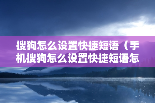 搜狗怎么设置快捷短语（手机搜狗怎么设置快捷短语怎么使用）