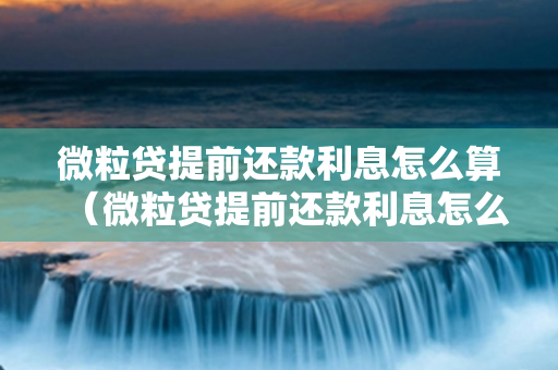 微粒贷提前还款利息怎么算（微粒贷提前还款利息怎么算?有违约金吗?）