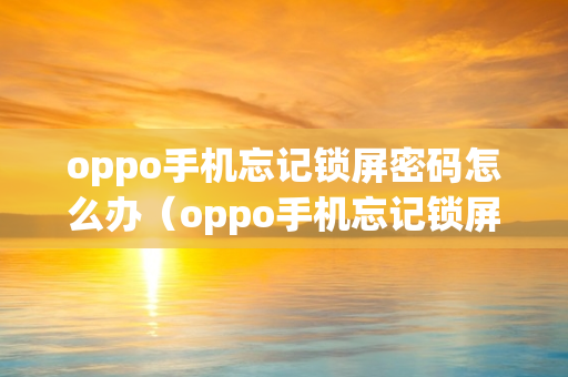 oppo手机忘记锁屏密码怎么办（oppo手机忘记锁屏密码怎么办破解）