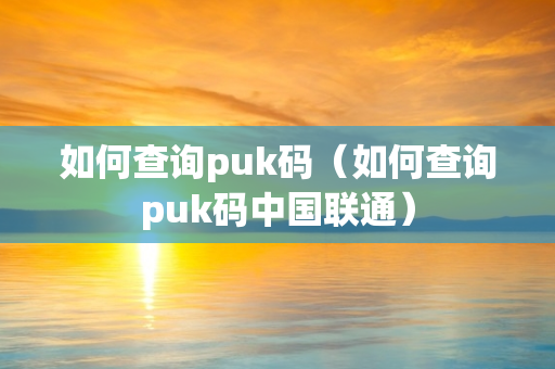 如何查询puk码（如何查询puk码中国联通）