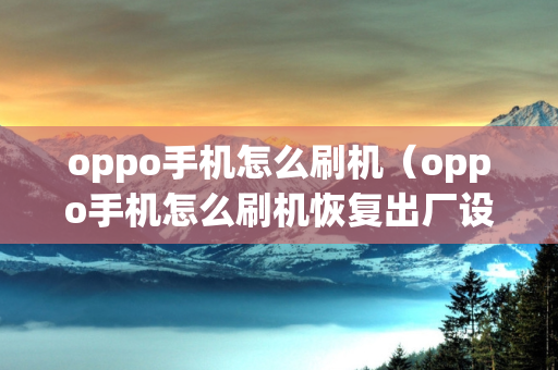 oppo手机怎么刷机（oppo手机怎么刷机恢复出厂设置）