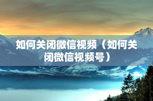 如何关闭微信视频（如何关闭微信视频号）