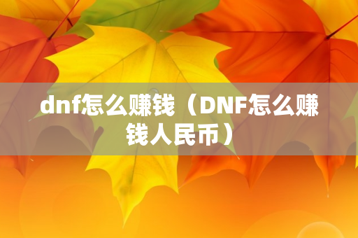 dnf怎么赚钱（DNF怎么赚钱人民币）