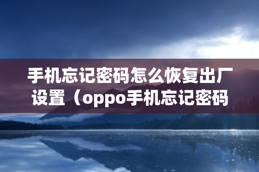 手机忘记密码怎么恢复出厂设置（oppo手机忘记密码怎么恢复出厂设置）