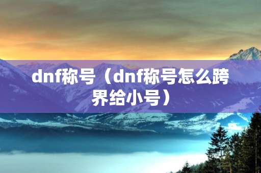 dnf称号（dnf称号怎么跨界给小号）