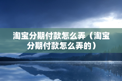 淘宝分期付款怎么弄（淘宝分期付款怎么弄的）