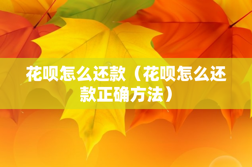 花呗怎么还款（花呗怎么还款正确方法）