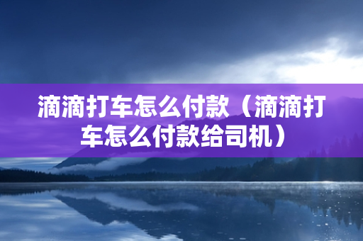 滴滴打车怎么付款（滴滴打车怎么付款给司机）