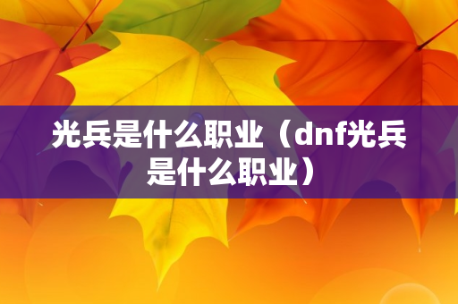 光兵是什么职业（dnf光兵是什么职业）