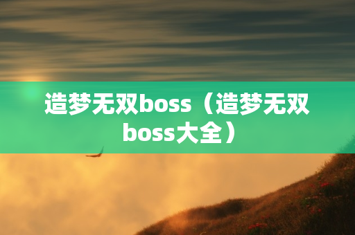 造梦无双boss（造梦无双boss大全）