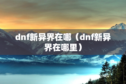 dnf新异界在哪（dnf新异界在哪里）