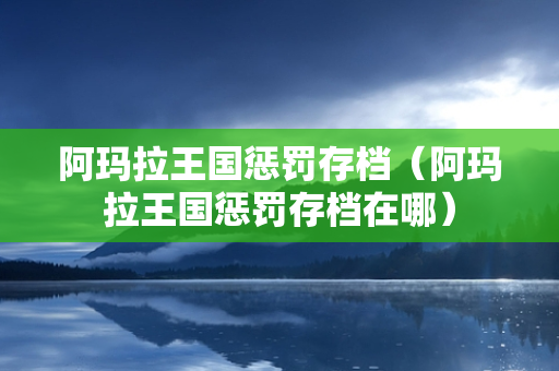 阿玛拉王国惩罚存档（阿玛拉王国惩罚存档在哪）