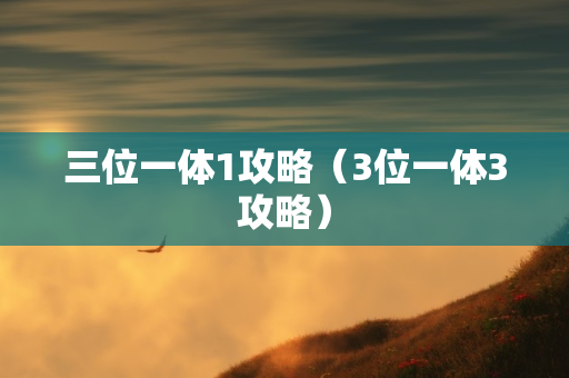 三位一体1攻略（3位一体3攻略）