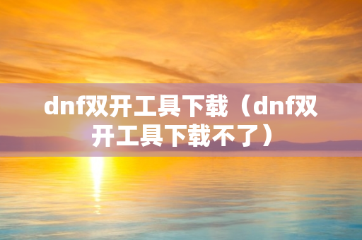 dnf双开工具下载（dnf双开工具下载不了）