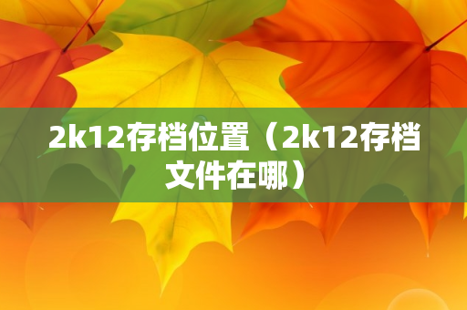 2k12存档位置（2k12存档文件在哪）