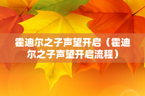 霍迪尔之子声望开启（霍迪尔之子声望开启流程）