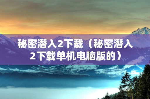 秘密潜入2下载（秘密潜入2下载单机电脑版的）